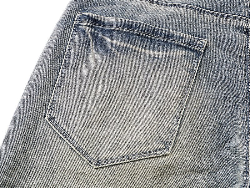 R+A Light Blue Embroidered Flared Jeans